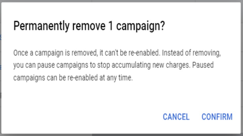 How to delete google ads campaigns